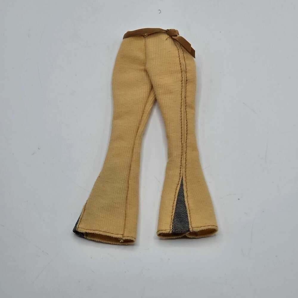 Vintage Barbie Doll Flared Pants With Side Slits & Bow Belt